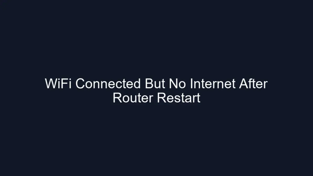 WiFi Connected But No Internet After Router Restart
